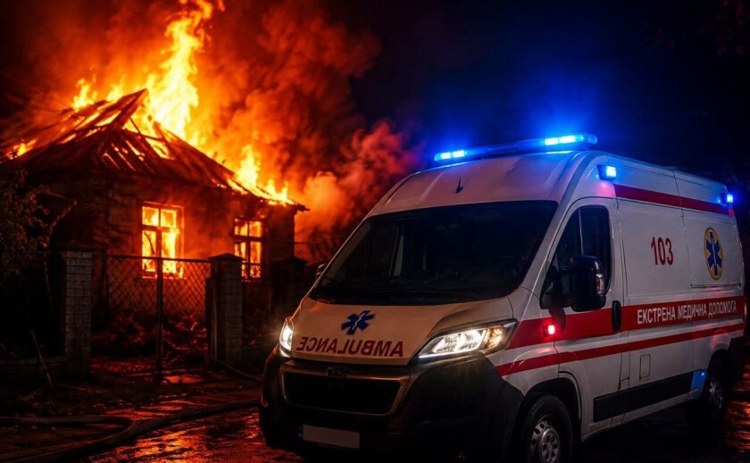 На Павлоградщині медики врятували жінку та трьох дітей, які отруїлися чадним газом під час пожежі
